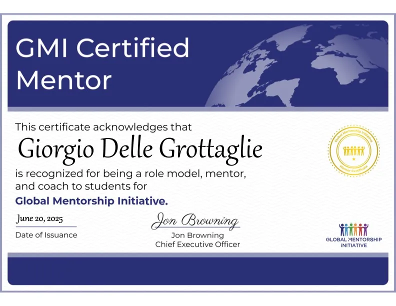 Giorgio Delle Grottaglie - Certificate of Mentorship