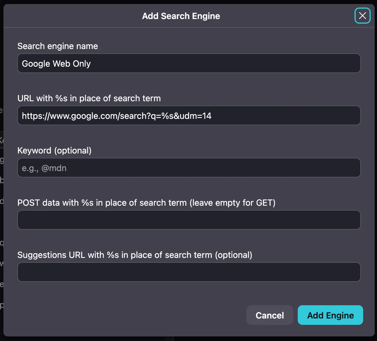 Firefox - Add a new Search Engine