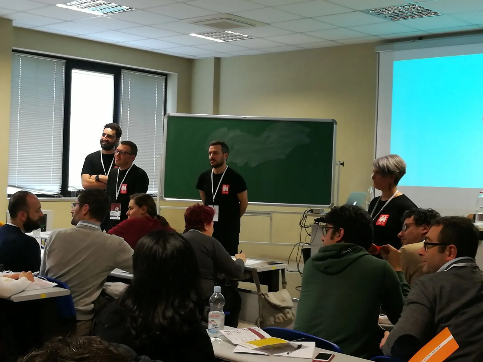 Speakers on the stage