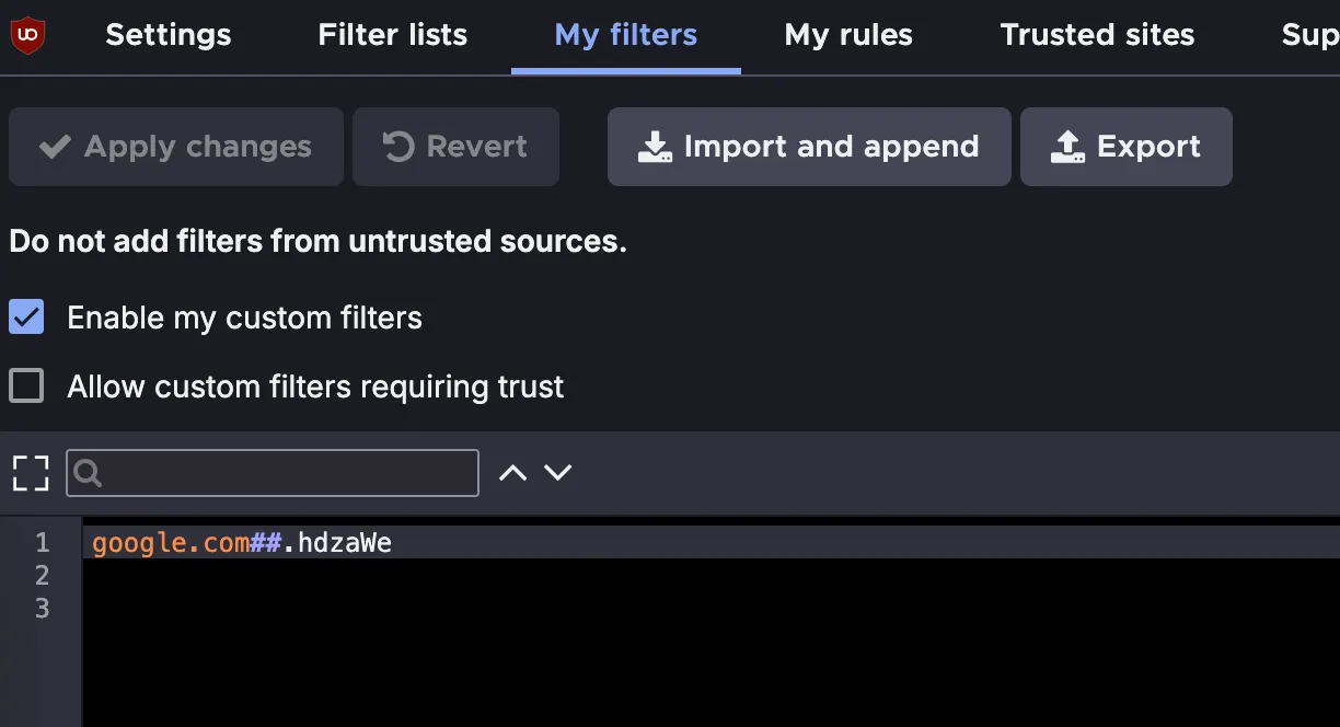 uBlock Origin - My filters